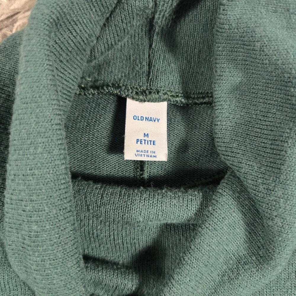 Old Navy Green Cowl Neck Long Sleeve A-Line Knit Dress Medium Petite 3503